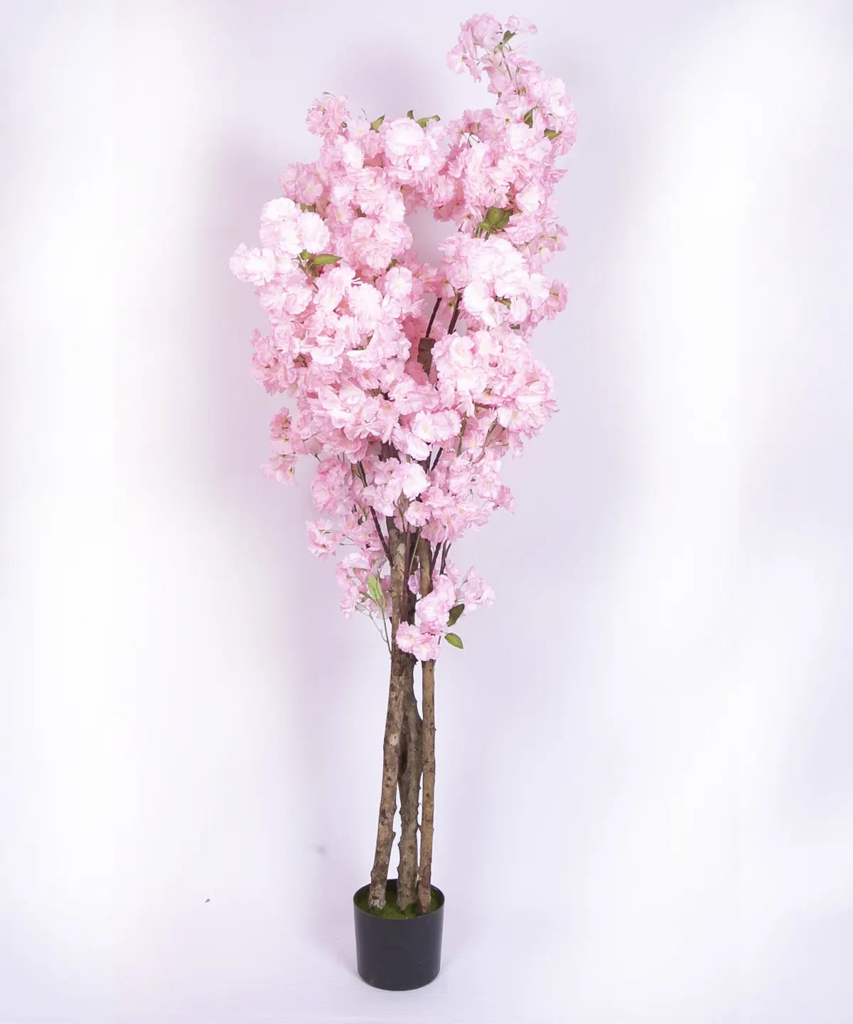 Artificial Pink Peach Blossom Flowers Plant For with Basic Black Pot - 180 Feet - Pink