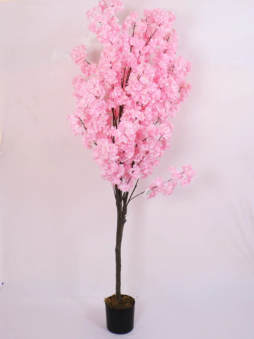 Artificial Pink Blossom Flowers Plant with Basic Black Pot - 6 feet
