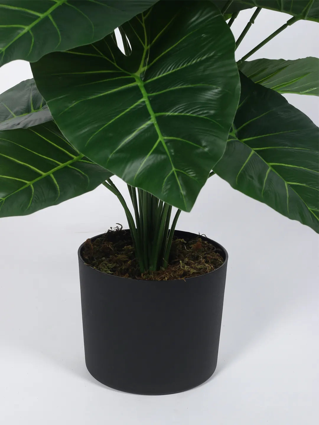 Artificial Rubber Leaf Green Floor Plant with Pot (24 Leaves, 80 cm Tall, Green)