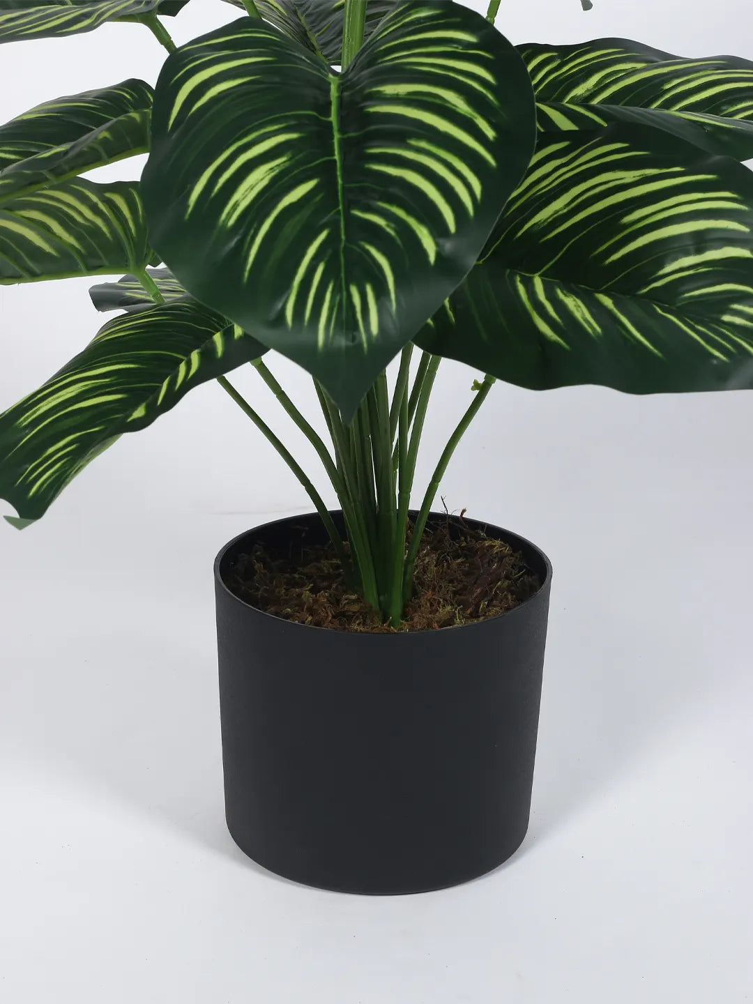 Artificial Watermelon Leaf Green Floor Plant with Pot (24 Leaves, 80 cm Tall, Green)