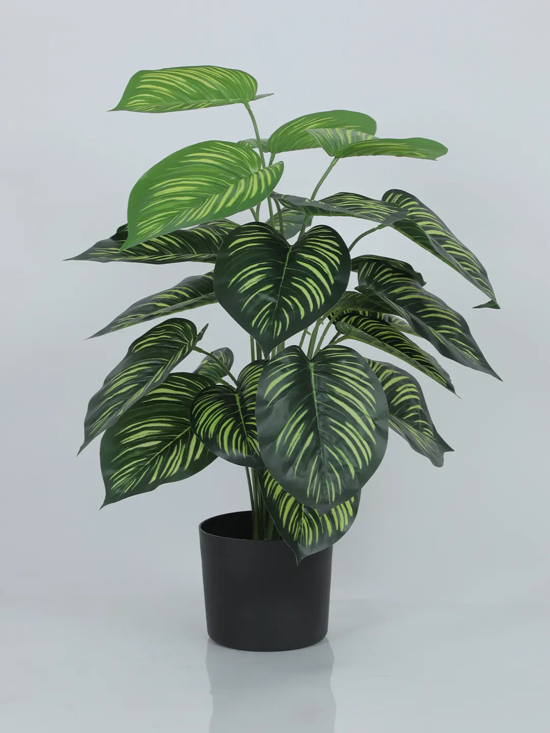 Artificial Watermelon Leaf Green Floor Plant with Pot (24 Leaves, 80 cm Tall, Green)
