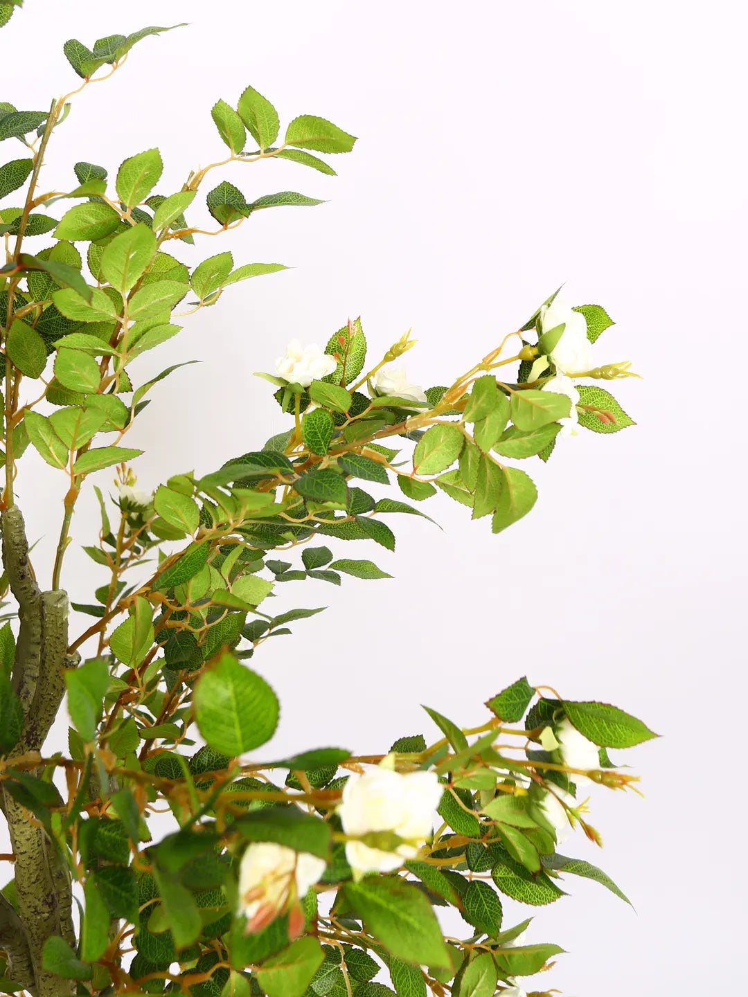 Artificial Twisted Rose Flowers Tree with Basic Black Pot - 125 cm Tall White