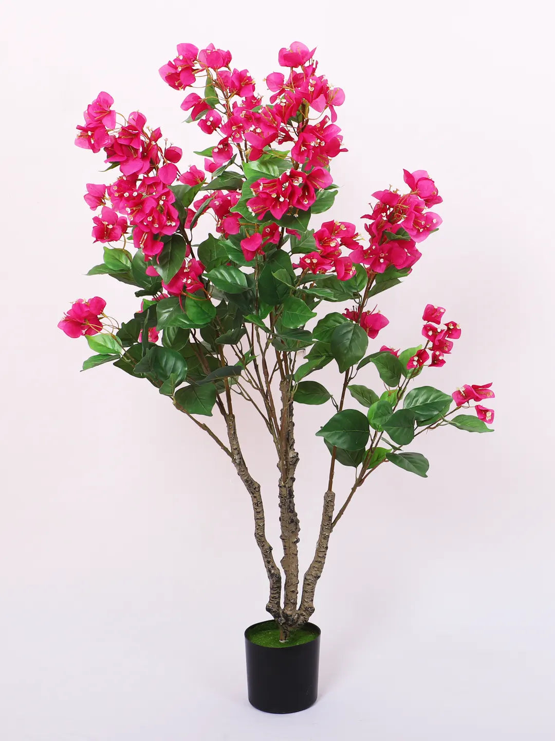 Artificial Twisted Bougainvillea Flowers Tree with Basic Black Pot - 110 cm Tall Purple