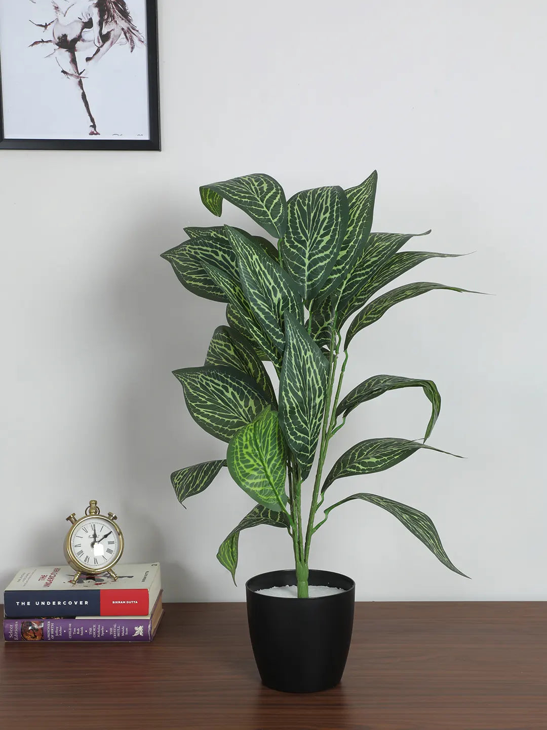 Artificial Green Croton Plants for Interior Decor/Home Decor/Office Decor|26 Leaves (with Pot, 70 cm Tall)
