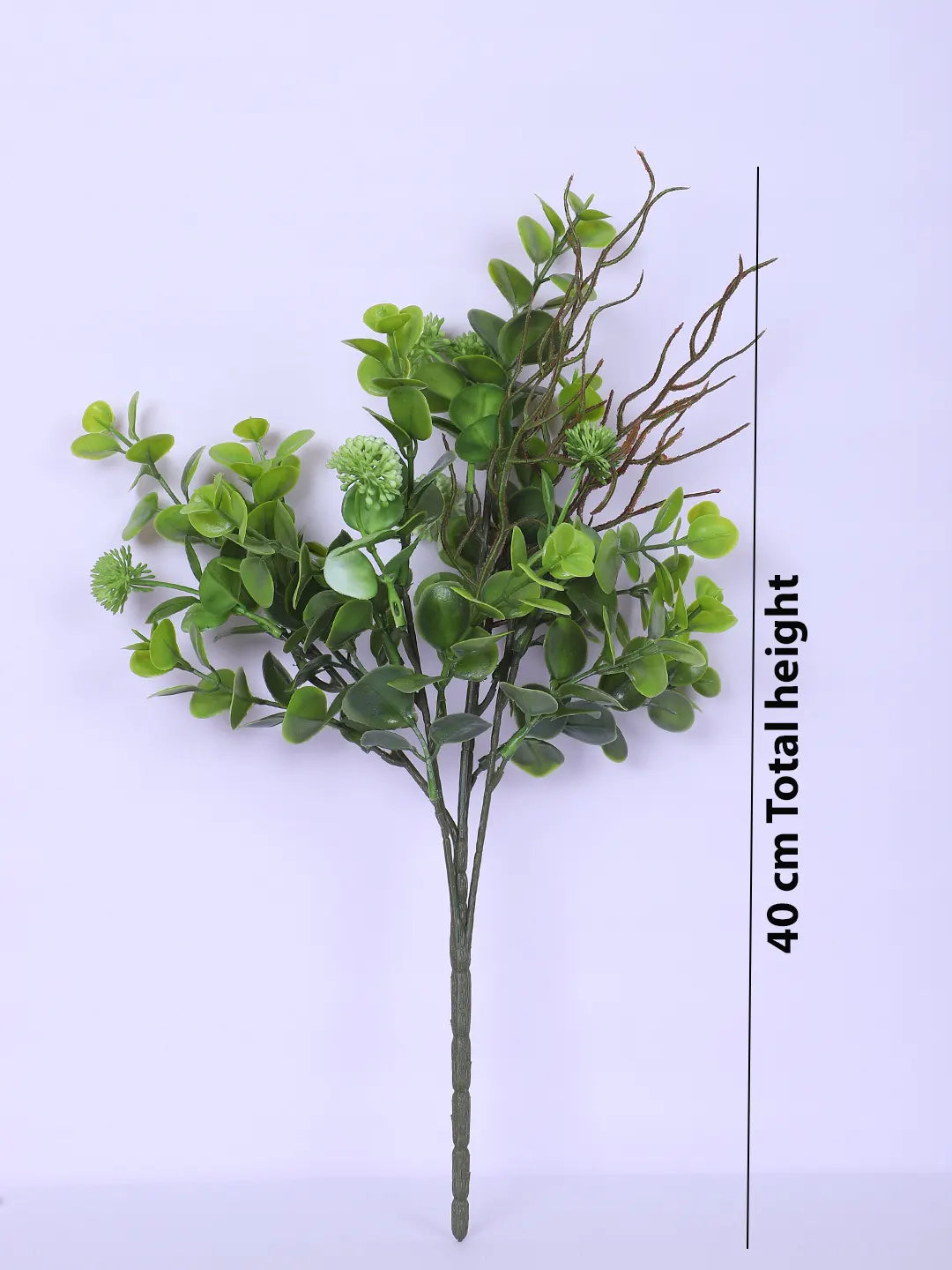 Artificial Eucalyptus with Flowers For Wedding Floral Arrangement (40 cm Tall, Without Pot, Pack of 3, Green)