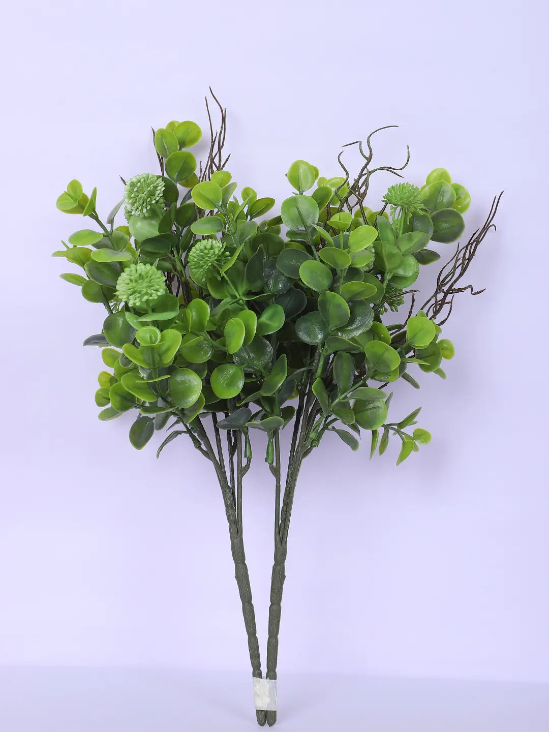 Artificial Eucalyptus with Flowers For Wedding Floral Arrangement (40 cm Tall, Without Pot, Pack of 3, Green)