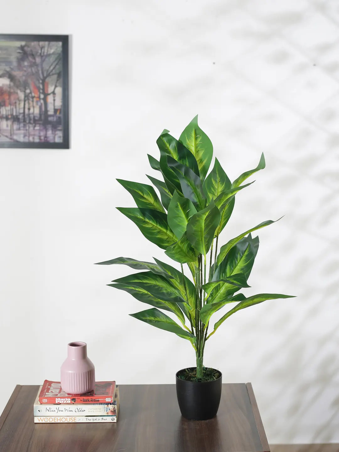 Artificial Green Dieffenbachia Plants for Interior Decor/Home Decor/Office Decor|26 Leaves (with Pot, 70 cm Tall)
