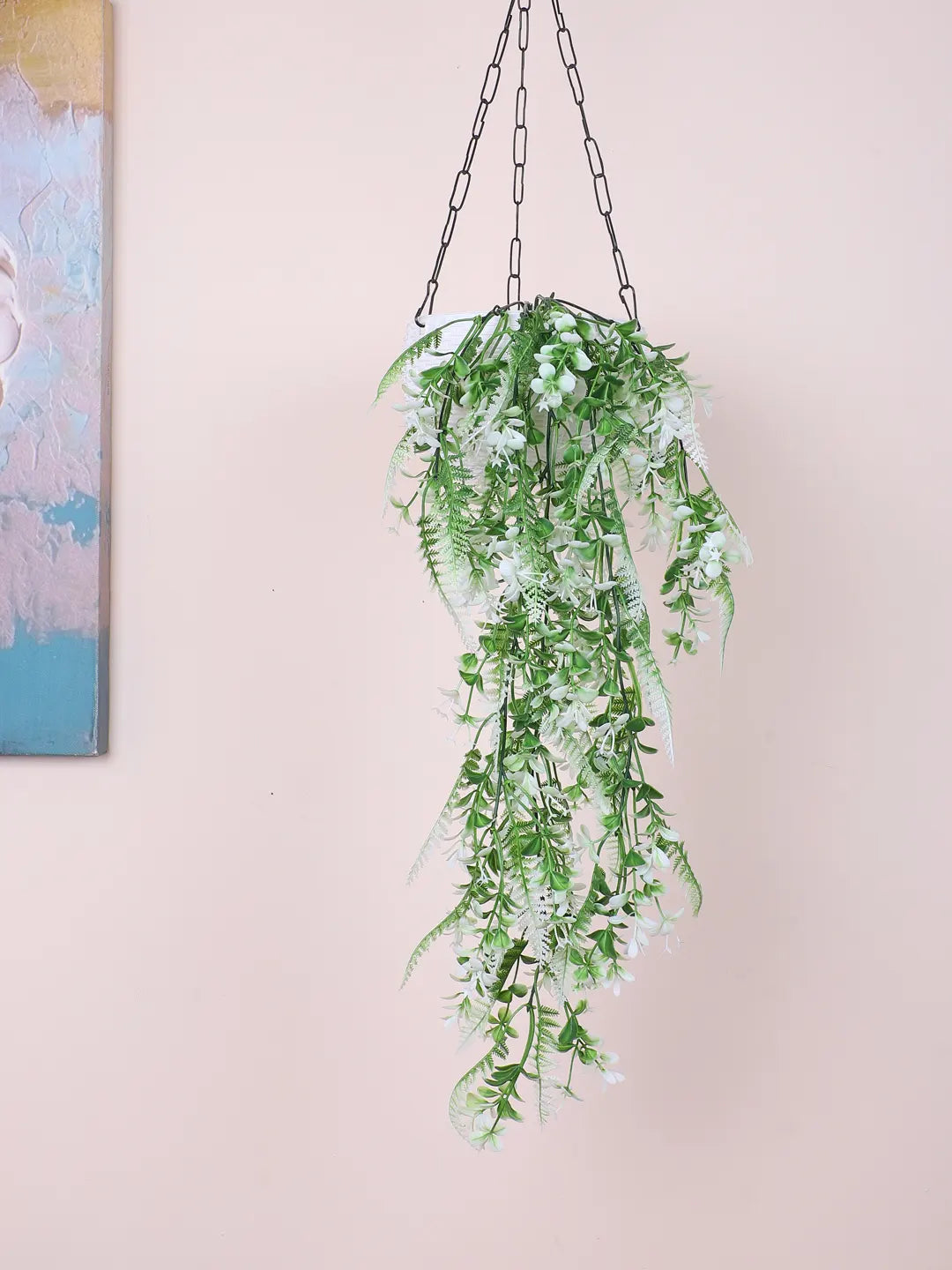 Artificial Hanging Eucalyptus Green Creeper for Home, Wedding Décor (Pack of 2, 80 cm Tall, White)