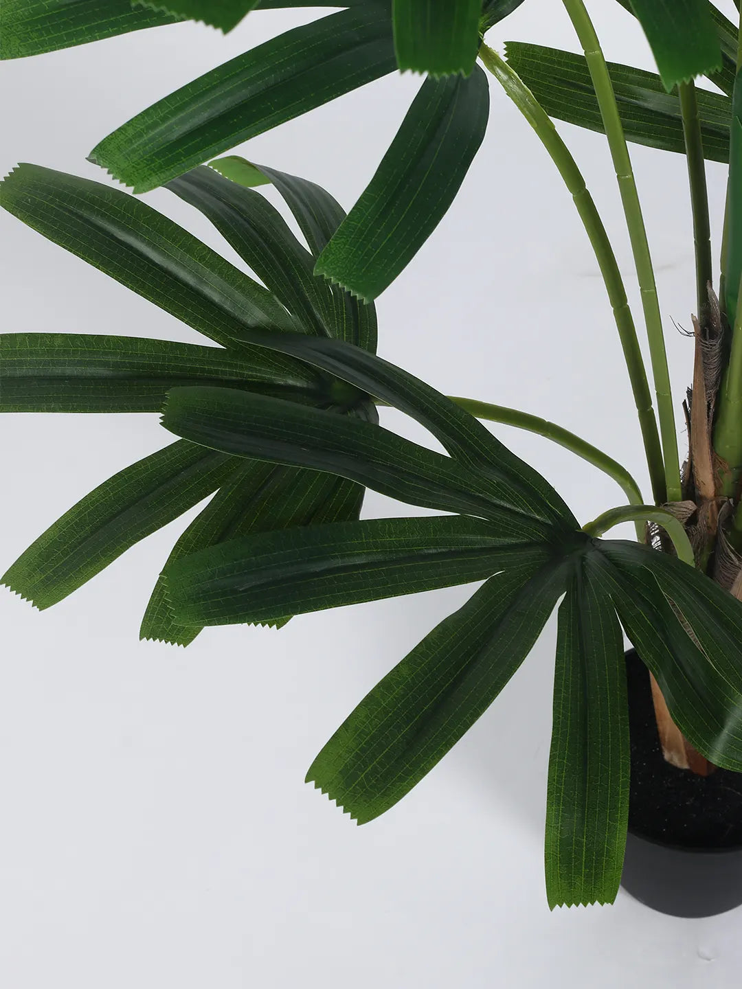 Artificial Rhapis Palm Plant With Pot- 95 cm tall, Green
