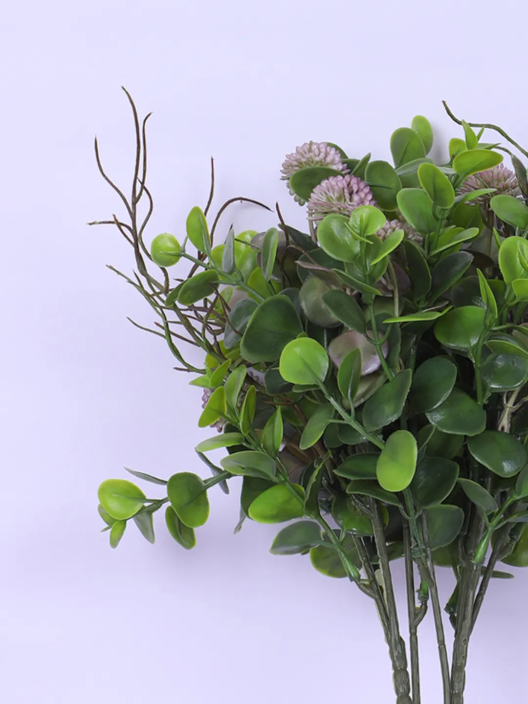Artificial Eucalyptus with Flowers For Wedding Floral Arrangement (40 cm Tall, Without Pot, Pack of 3, Multicolor)