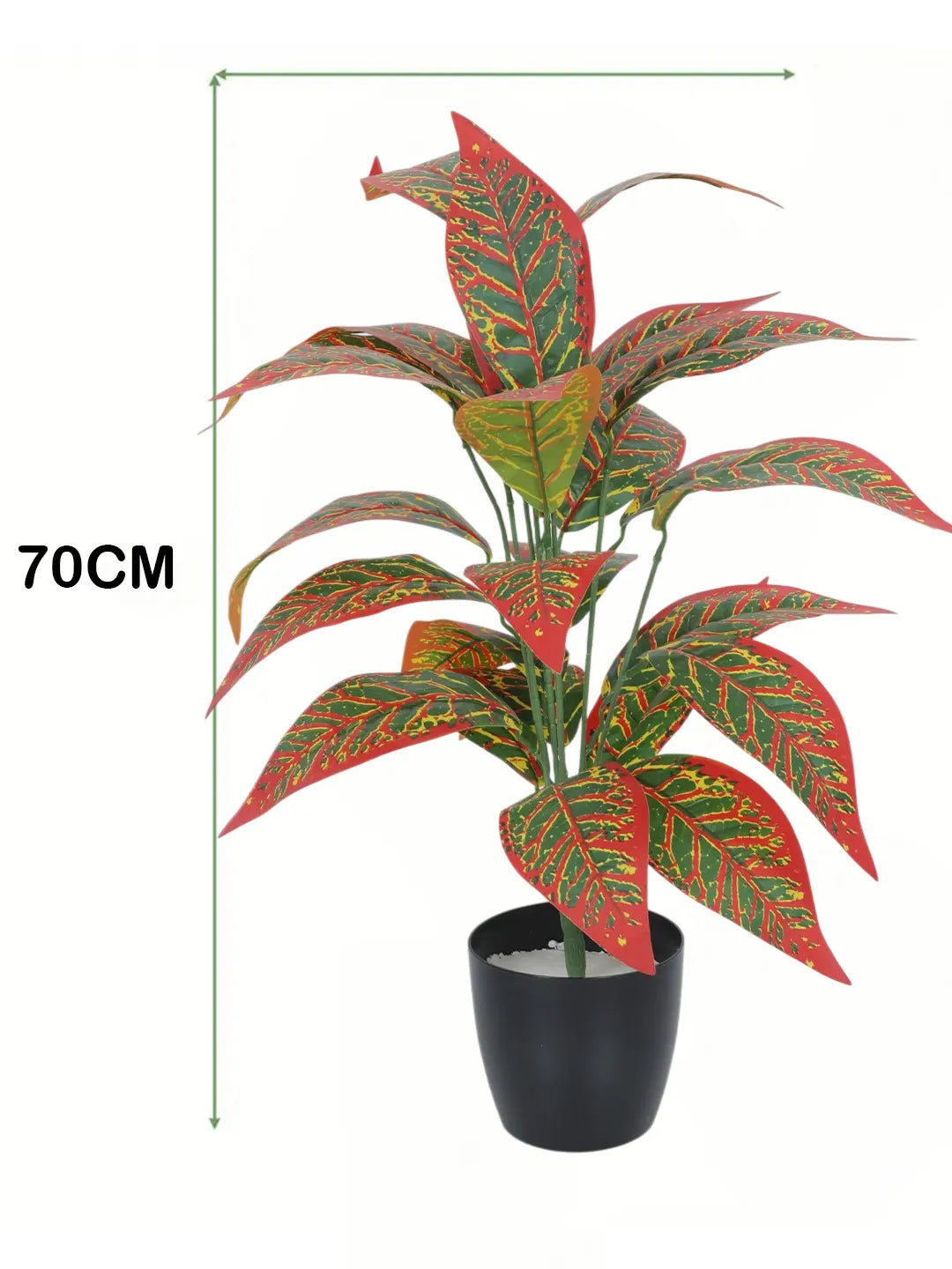 Artificial Red Croton Plants for Interior Decor/Home Decor/Office Decor|26 Leaves (with Pot, 70 cm Tall)