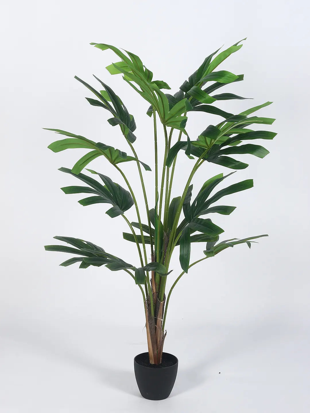 Artificial Rhapis Palm Plant With Pot- 95 cm tall, Green