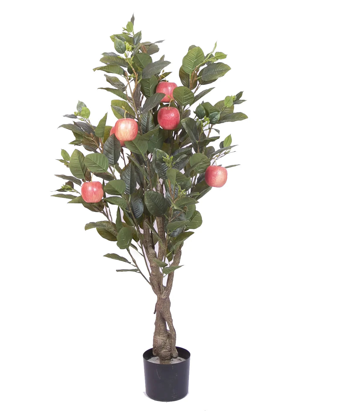 Artificial Tropical Apple Fruit Plant with Basic Black Pot – 4 Feet Tall