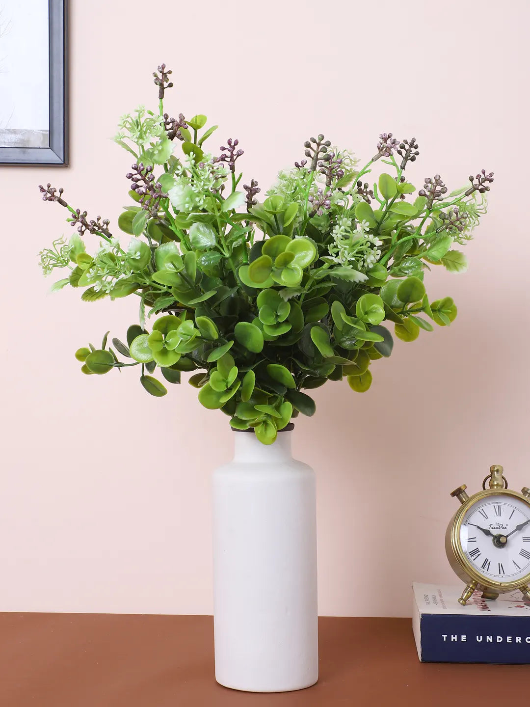 Artificial Eucalyptus with Flowers for Wedding Floral Arrangement (40 cm Tall, Without Pot, Pack of 3)
