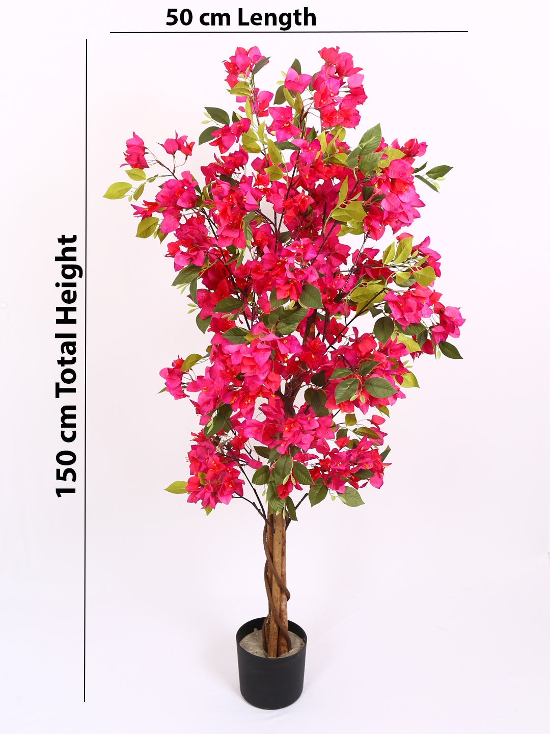 Artificial Bougainvillea Flowers Plants with Pot -150 cm Tall, Green/Pink