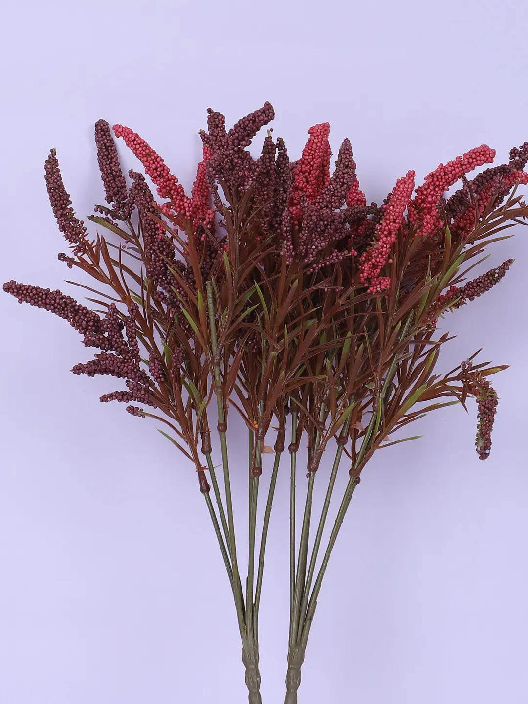 Artificial Hogla Flower for Vase Wedding Floral Arrangement (34 cm Tall, Without Pot, Pack of 3, Red)