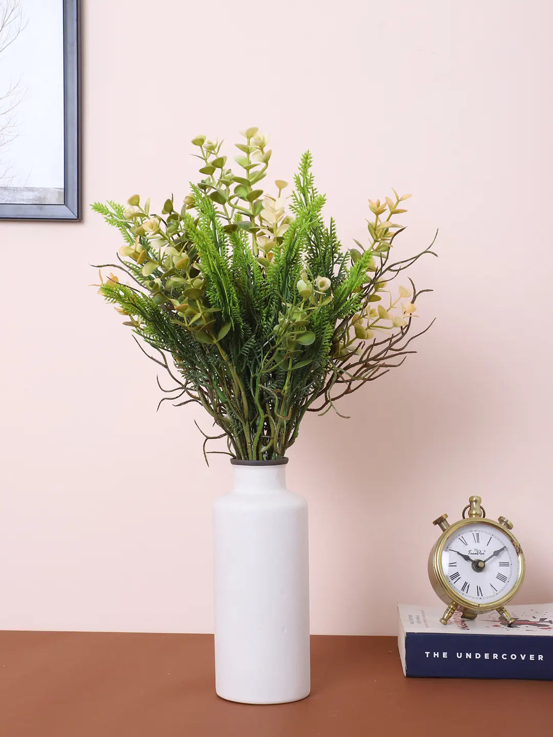 Artificial Eucalyptus Bouquets for Wedding Floral Arrangement (40 cm Tall, Without Pot, Pack of 3, Multicolor)