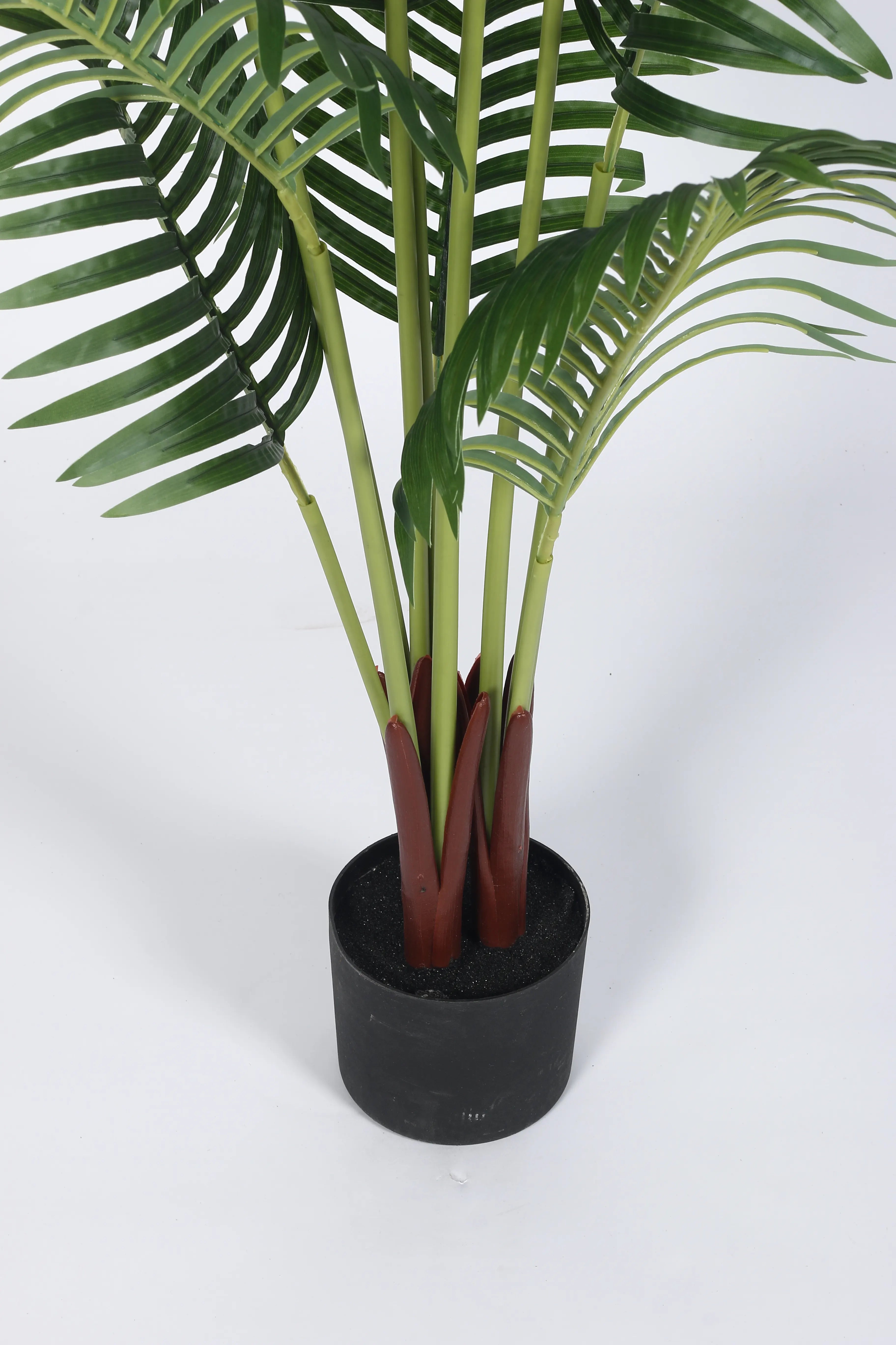 Artificial Lush Green Areca Palm Plants with Basic Black Pot - 4.2 Feet Tall