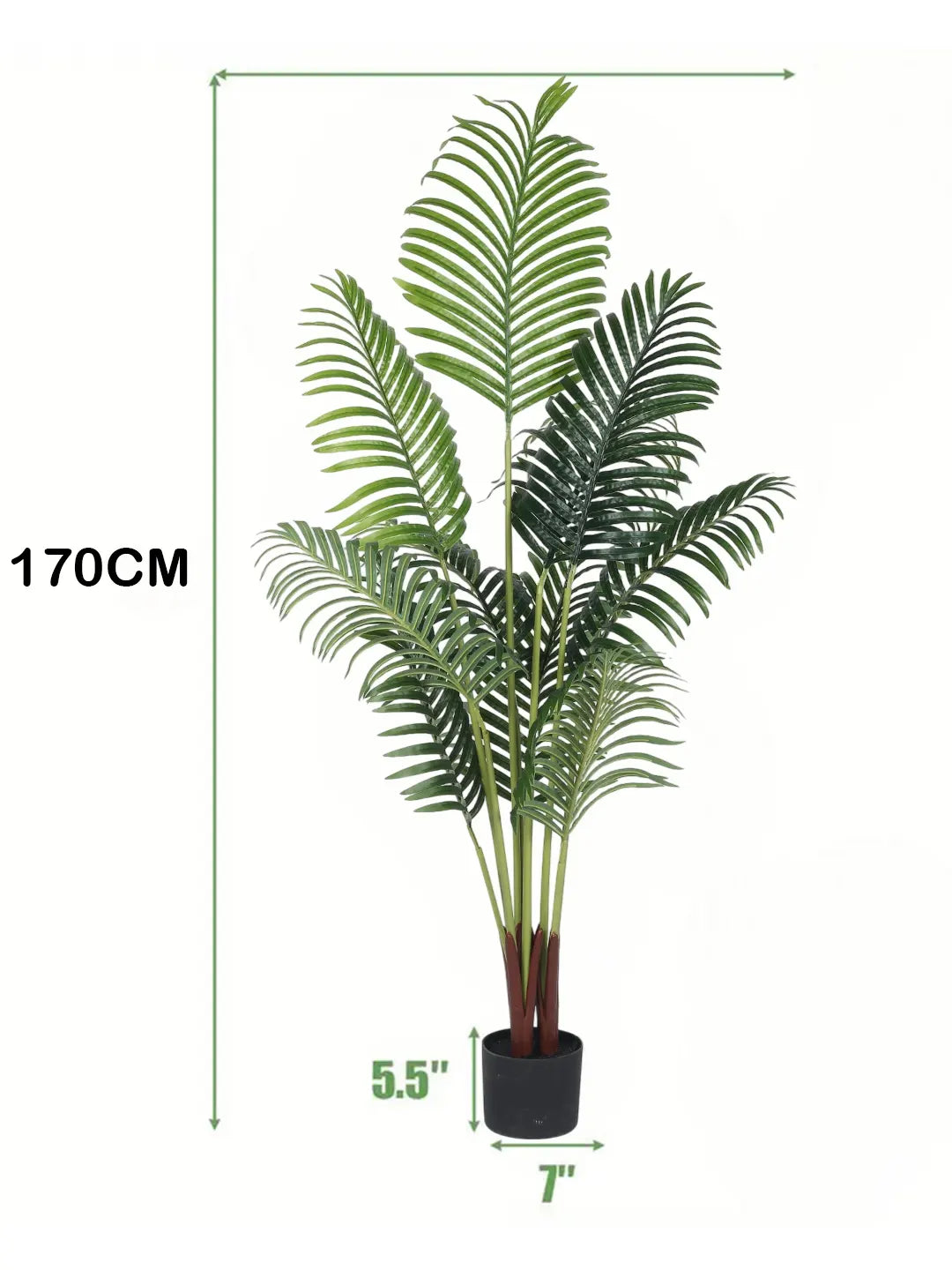 Artificial Lush Green Areca Palm Plants with Basic Black Pot - 4.2 Feet Tall