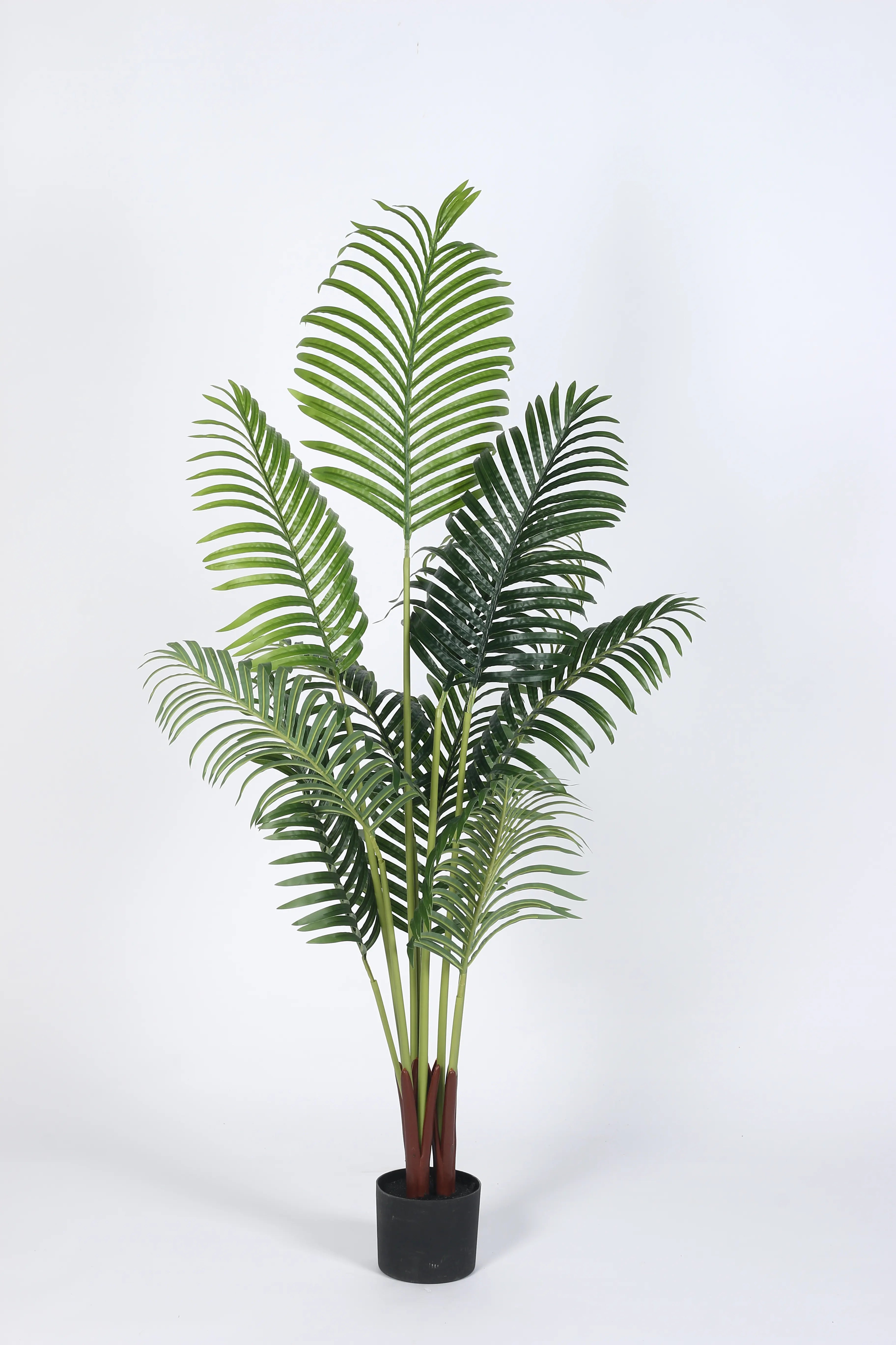 Artificial Lush Green Areca Palm Plants with Basic Black Pot - 4.2 Feet Tall