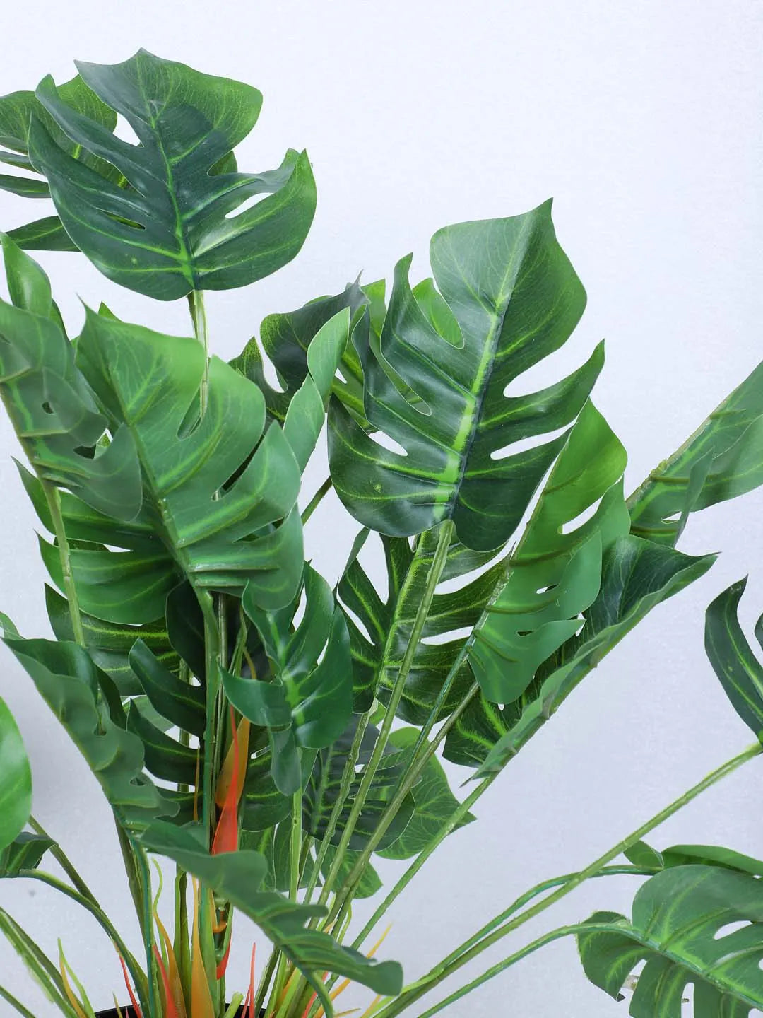 Artificial Miniature PVC Silk Monstera Leaf Green Floor Plant with Big Leaves with Pot (55 cm Tall, Green)