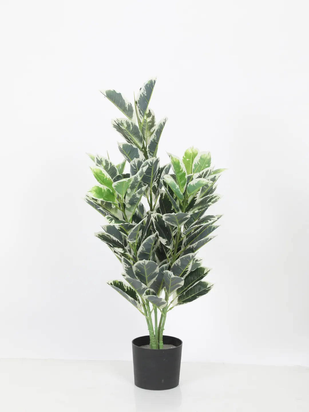 Artificial Andrew Croton Plant with Basic Black Pot (85 cm Tall, 104 Light Green Leaves)