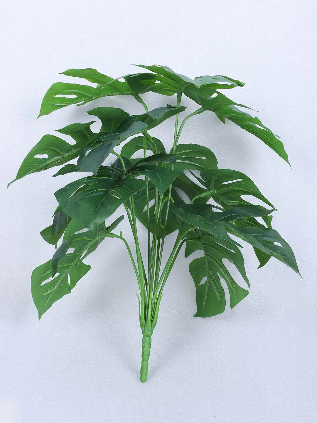 Artificial Miniature PVC Silk Monstera Leaf Green Floor Plant with Pot (12 Leaves, 55 cm Tall, Green)