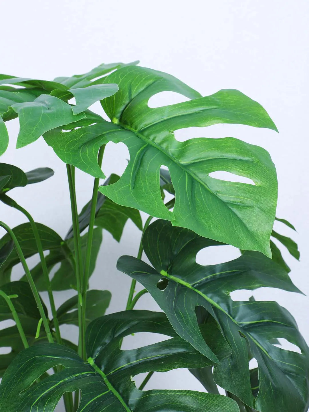 Artificial Miniature PVC Silk Monstera Leaf Green Floor Plant with Pot (12 Leaves, 55 cm Tall, Green)