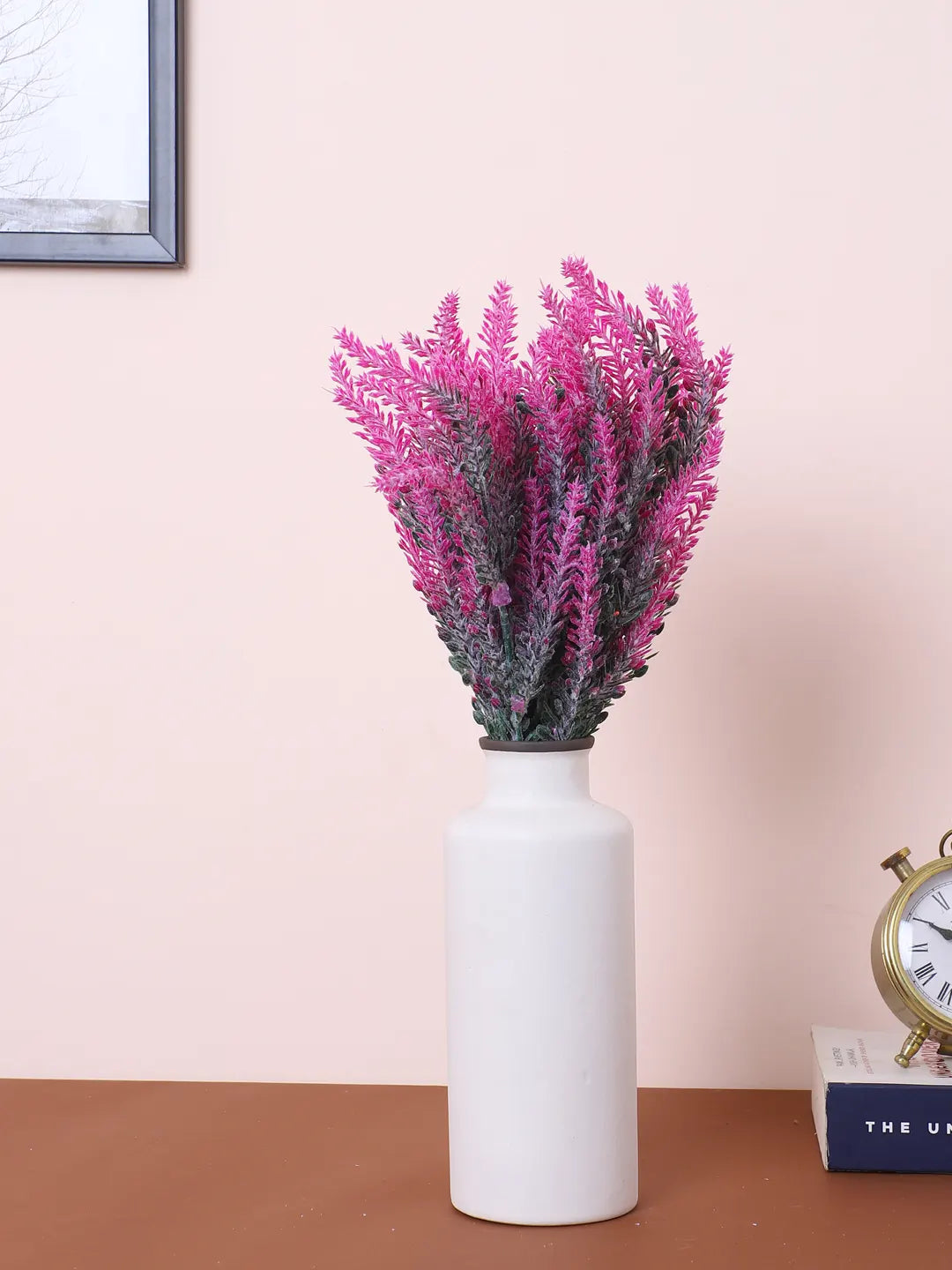 Artificial Lavender Flowers Faux Plants for Vase Pot Home Décor Wedding Kitchen Garden (Pack of 3, Purple)