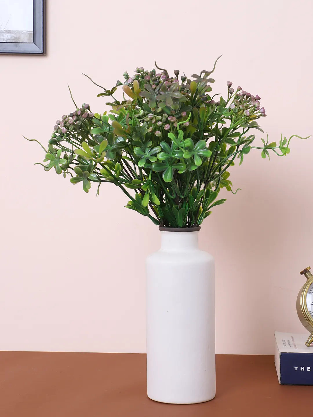 Artificial Green Bouquets for Wedding Floral Arrangement (40 cm Tall, Without Pot, Pack of 3, Multicolor)
