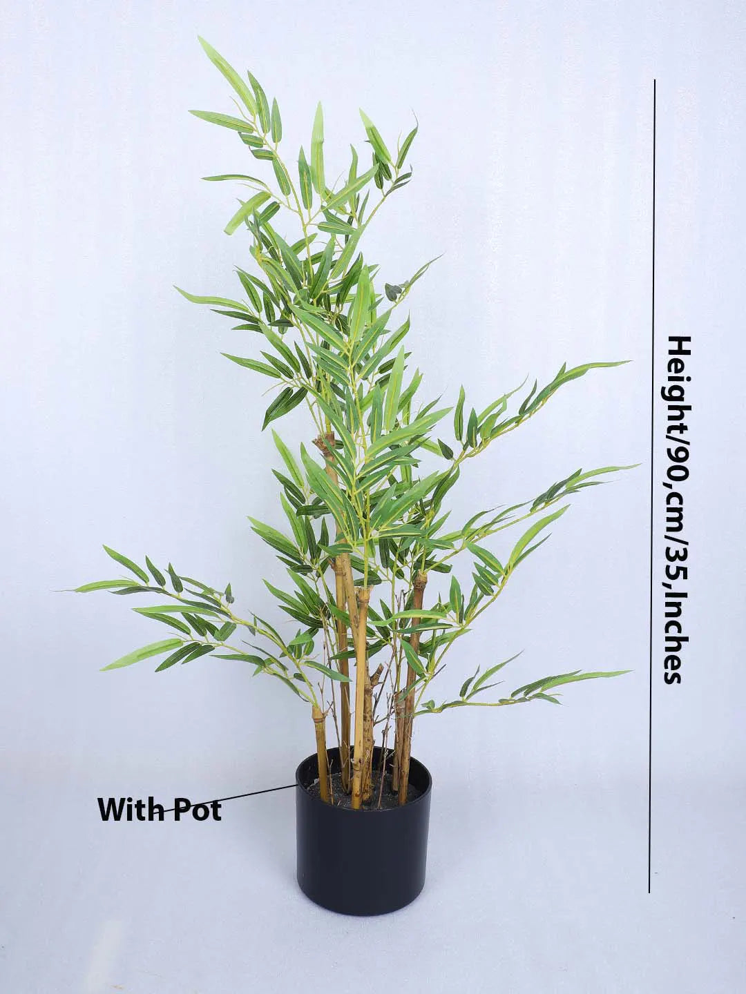 Artificial Bamboo Bliss Plant with Basic Black Pot - 3 feet Green