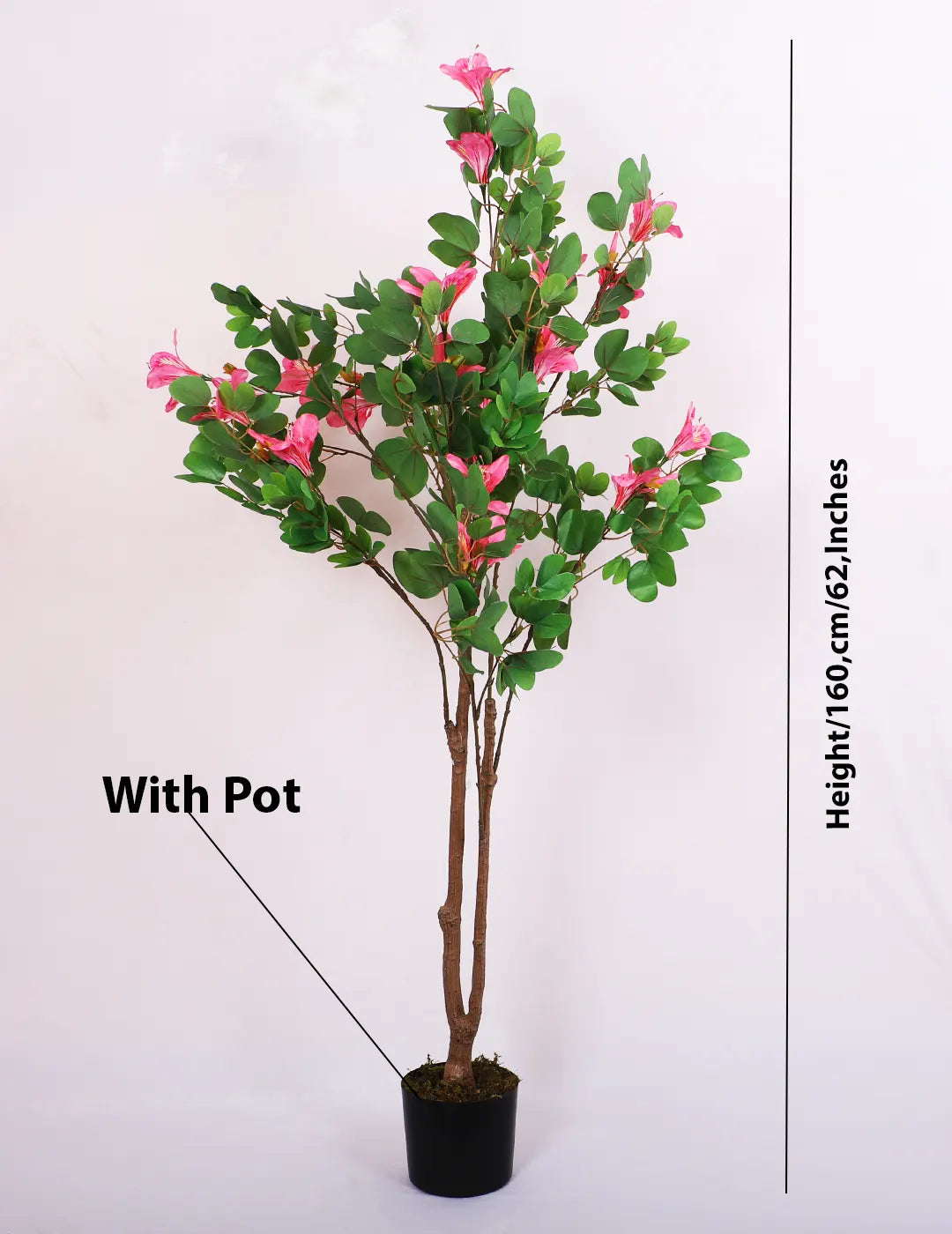 Artificial Bougainvillea Flowers Plants with Pot -160 cm Tall, Green/Pink