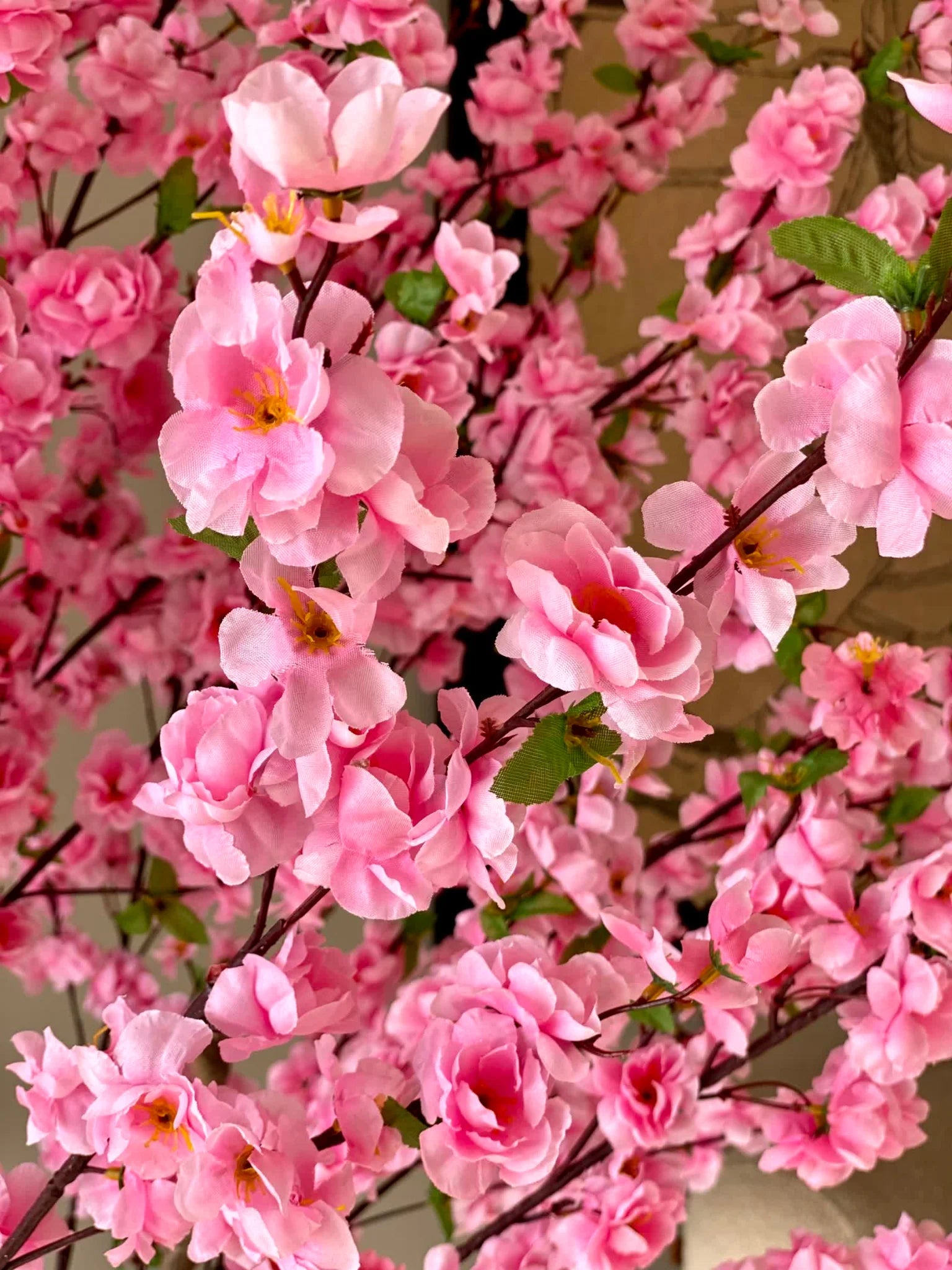 Artificial Blush Pink Cherry Blossom Plant With Black Pot- 8 Feet Tall