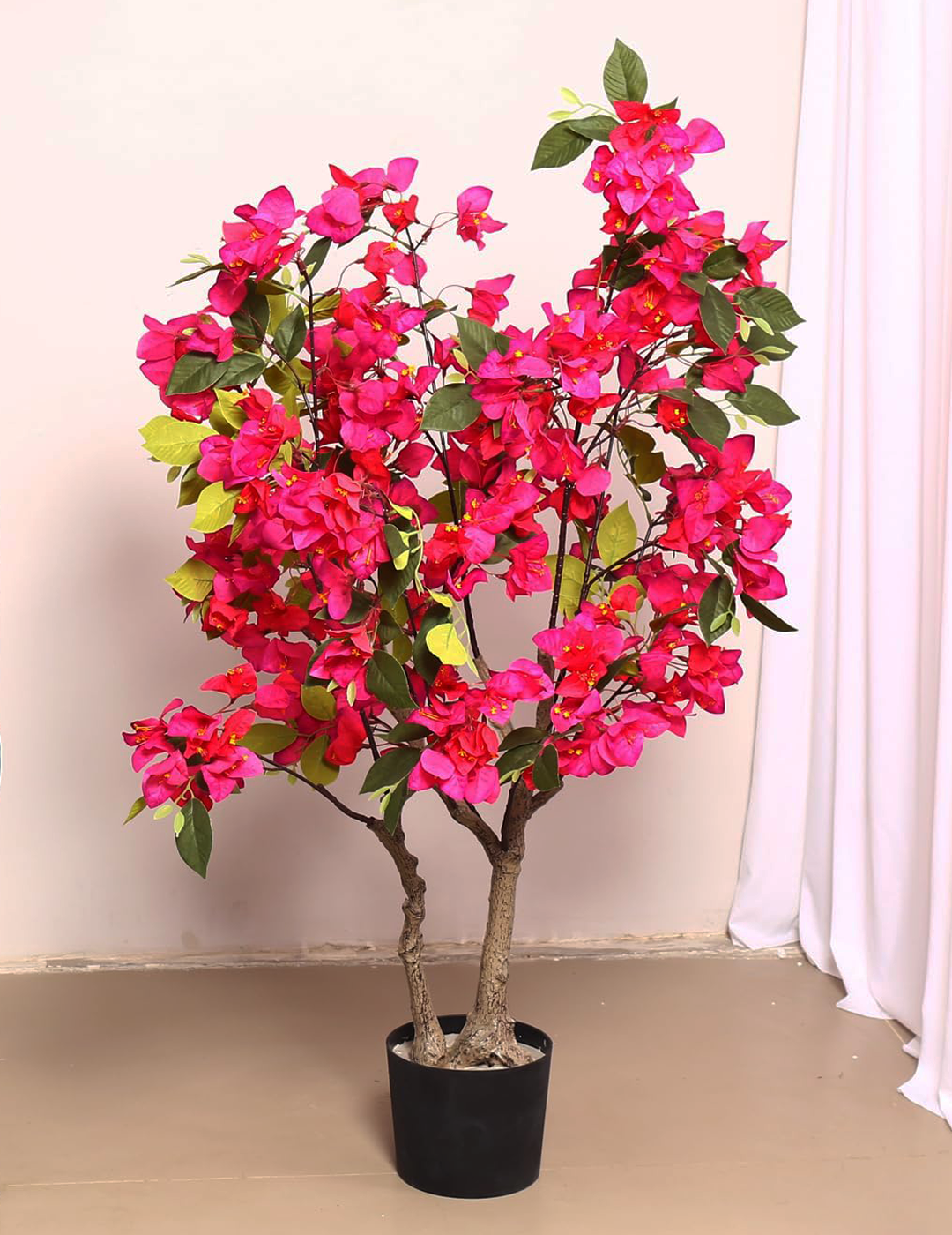 Artificial Bougainvillea Flowers Plants with Pot -90 cm Tall, Green/Pink