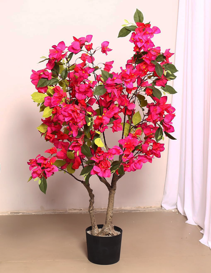 Artificial Bougainvillea Flowers Plants with Pot -90 cm Tall, Green/Pink