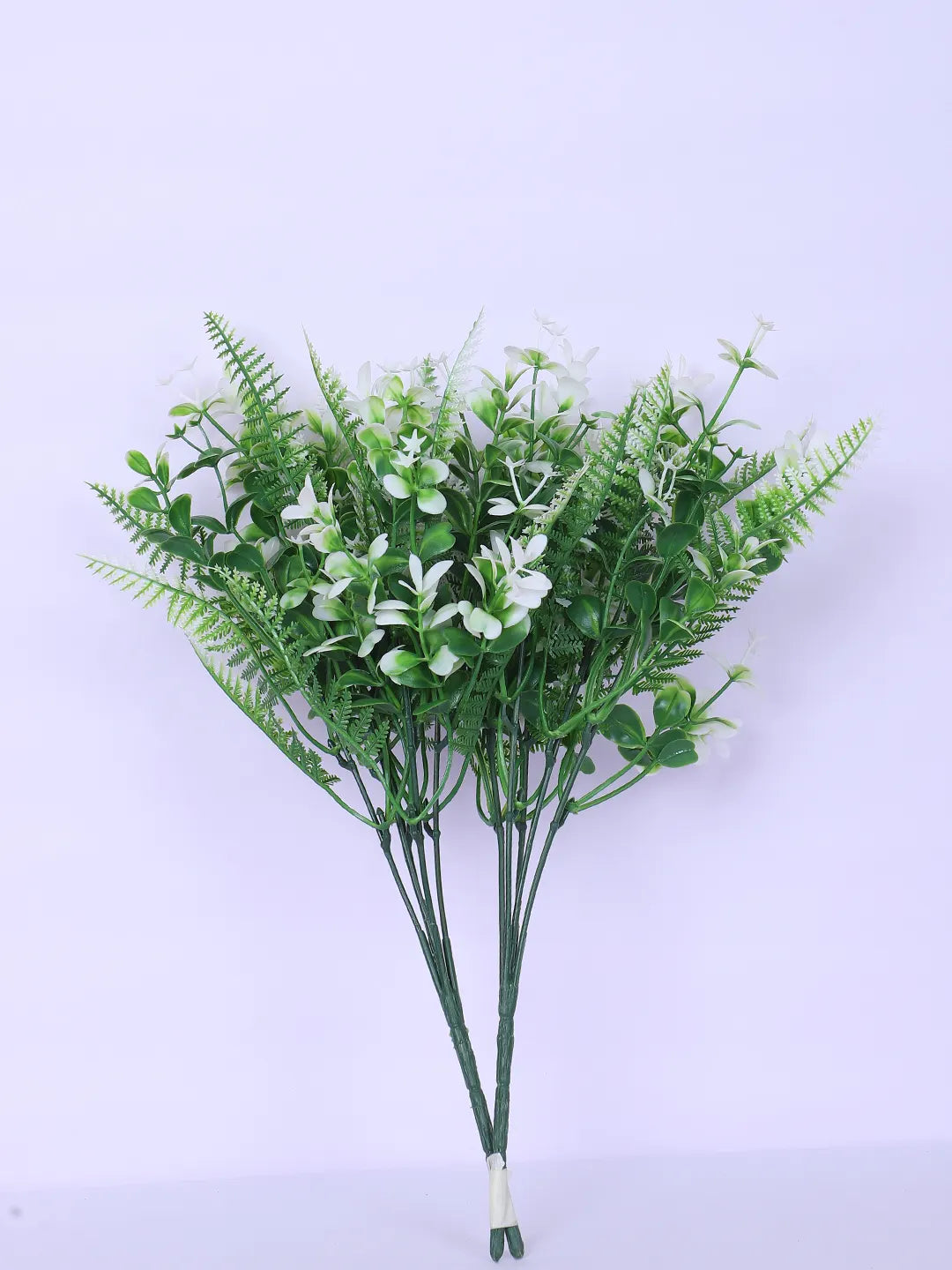 Artificial Green Eucalyptus Bouquets For Wedding Floral Arrangement (34 cm Tall, Pack of 3, White)