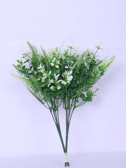 Artificial Green Eucalyptus Bouquets For Wedding Floral Arrangement (34 cm Tall, Pack of 3, White)