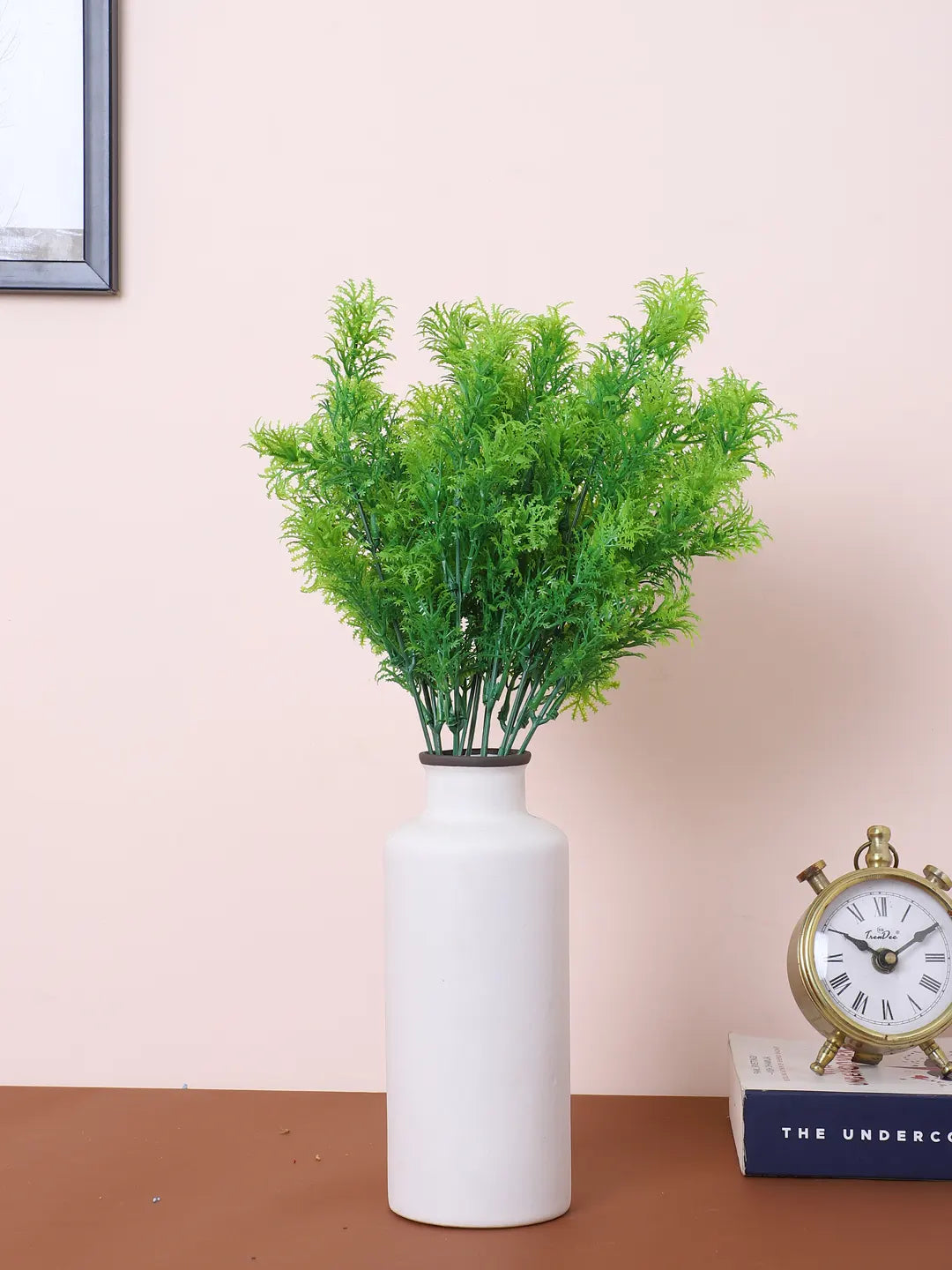 Artificial Green Grass Bouquets For Wedding Floral Arrangement (30 cm Tall, Without Pot, Pack of 3, Green)