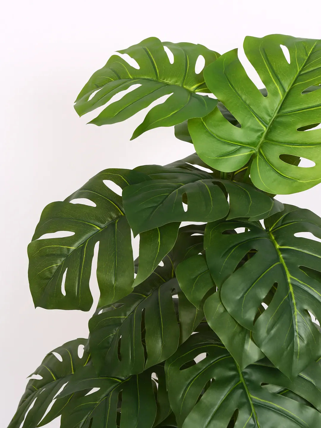 Artificial Midas Monstera Plant with Basic Black Pot - 4 Feet 24 Green Leaves