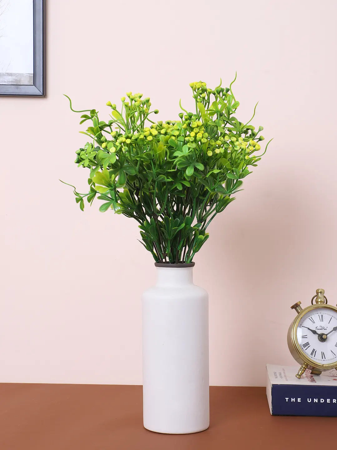 Artificial Green Bouquets for Wedding Floral Arrangement (40 cm Tall, Without Pot, Pack of 3, Multicolor)