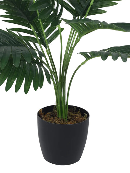 Artificial Tropical Areca Plant With Black Pot - 55 cm Tall, Green