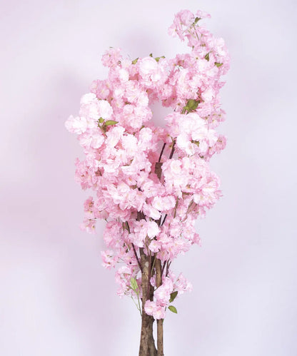 Artificial Pink Peach Blossom Flowers Plant For with Basic Black Pot - 180 Feet - Pink