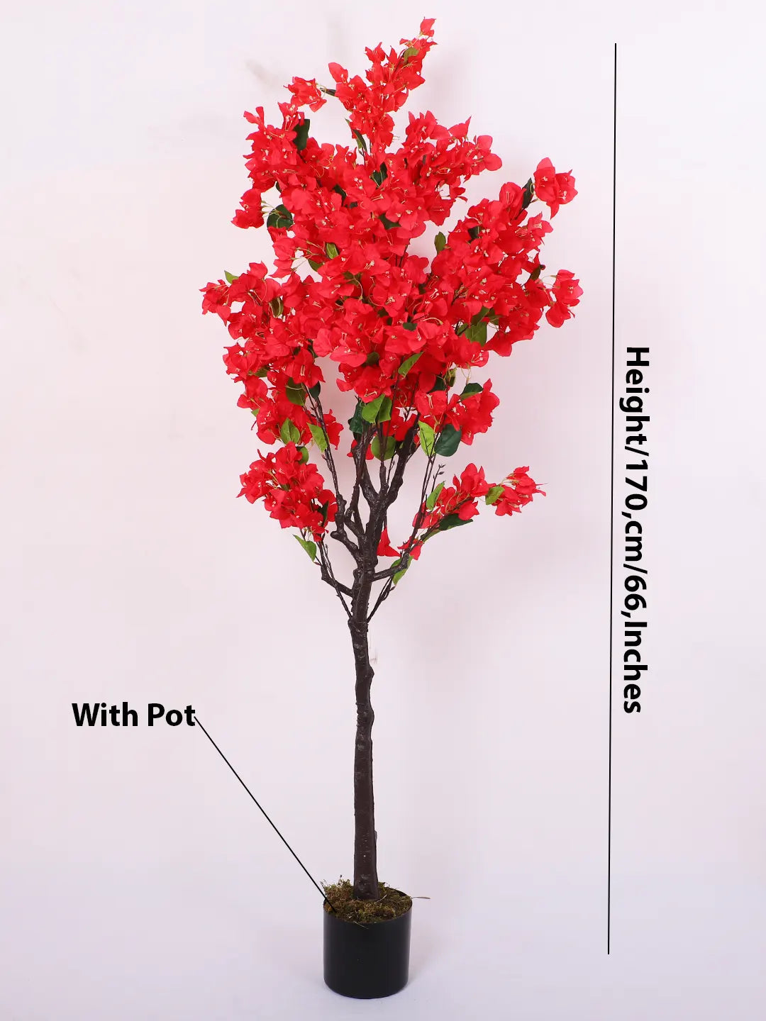 Artificial Bougainvillea Flowers Plants with Pot -170 cm Tall, Red