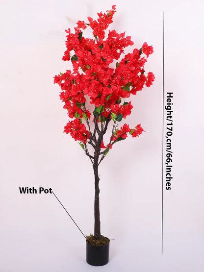 Artificial Bougainvillea Flowers Plants with Pot -170 cm Tall, Red