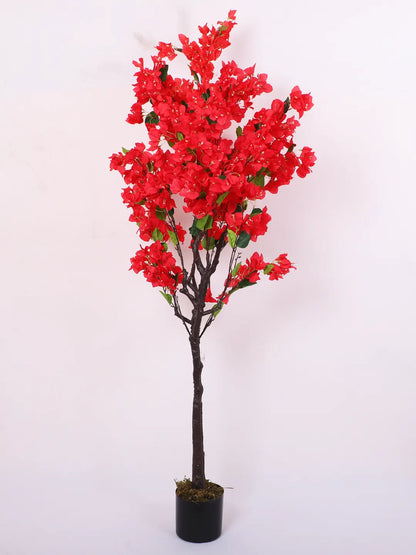 Artificial Bougainvillea Flowers Plants with Pot -170 cm Tall, Red