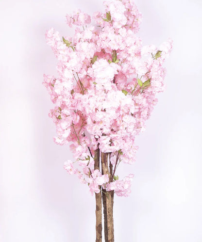 Artificial Pink Peach Blossom Flowers Plant For with Basic Black Pot - 180 Feet - Pink