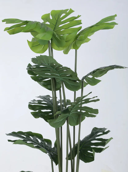 Artificial Lush Monstera Plant with Basic Black Pot - 180 cm Tall Green