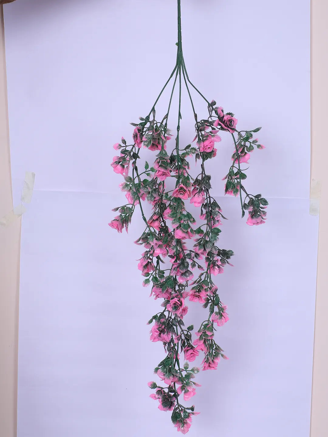 Artificial Hanging Rose Flowers Creeper for Home, Wedding Décor (Pack of 2, 65 cm Tall, Pink)