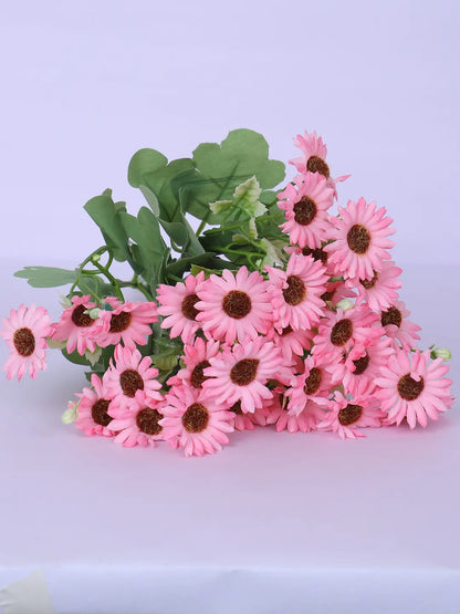 Artificial Daisy Flower Bouquets Wedding Floral Arrangement (32 cm Tall, Pack of 3, Dark/Pink)