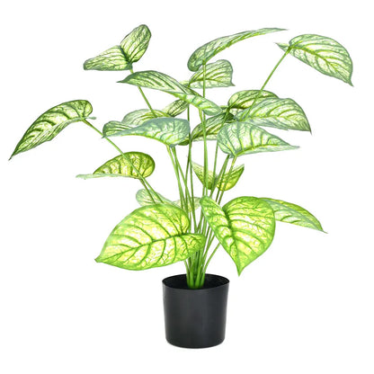 Artificial Caladium Leaf Plants for with Pot (18 Leaves, 65 cm Tall. Green/Red)